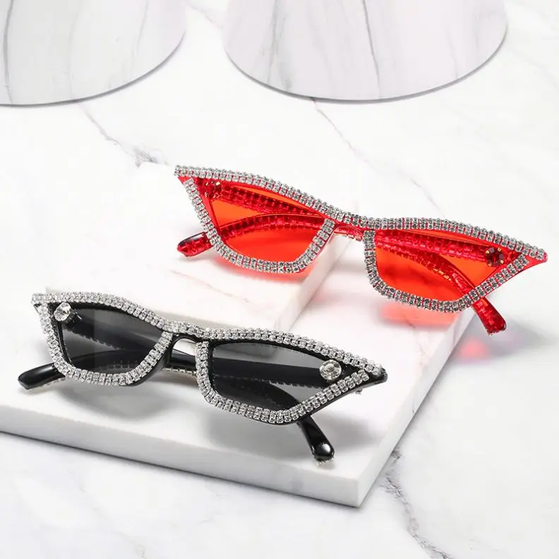 

Exaggerated Luxury Crystal Cat Eye Sun glasses Cheap Women Rhinestones Sunglasses, Colors