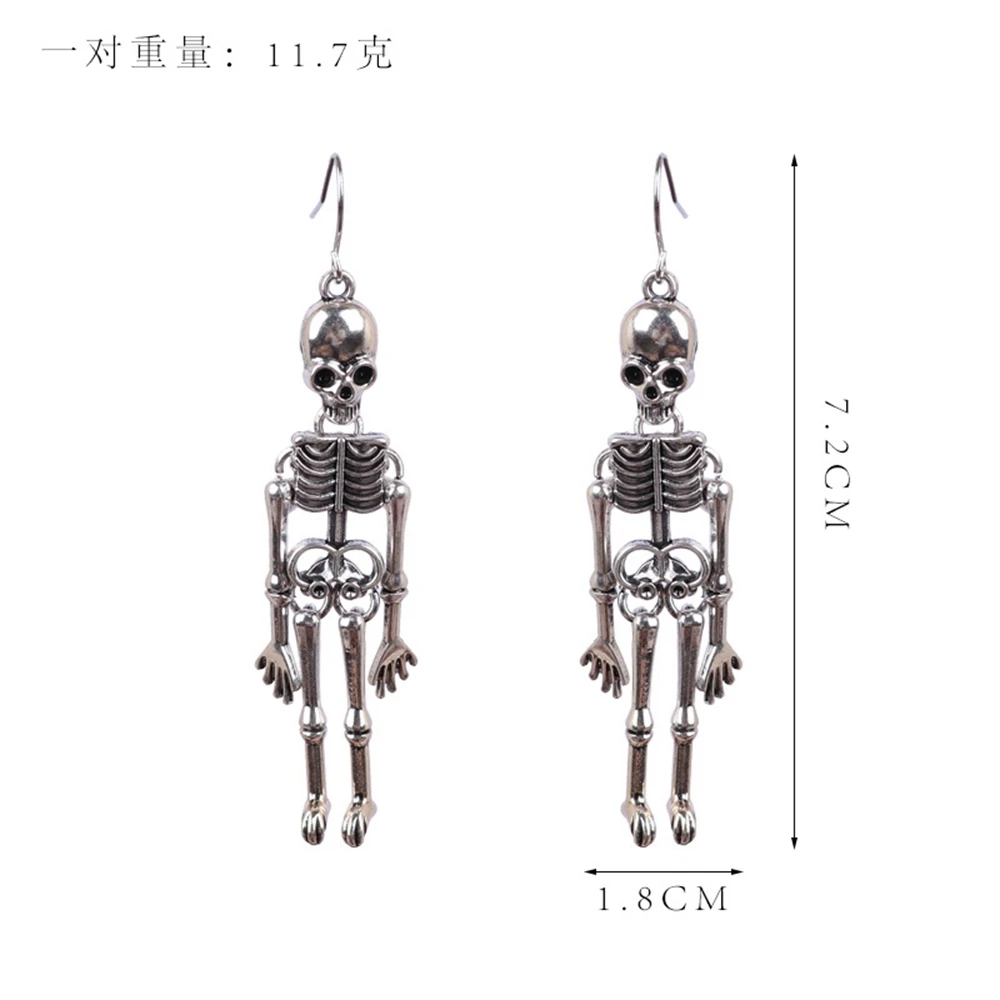 

2022 Hot Selling Hip Hop Earring Sleek Minimalist Halloween Horror Skeleton Skull Dangle Charm Earrings for Women Men Jewelry, Multi