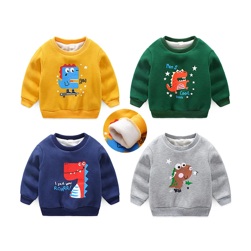 

Korean children's clothing thick warm cartoon pattern boy sweatshirt kid crewneck tops