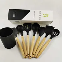 

7pcs silicone kitchen utensils silicone cooking tools family silicone kitchen utensil with holder