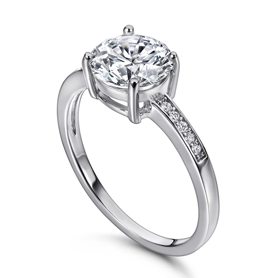 

SKA high quality 1 carat round CZ diamond solitaire ring silver engagement rings, Picture
