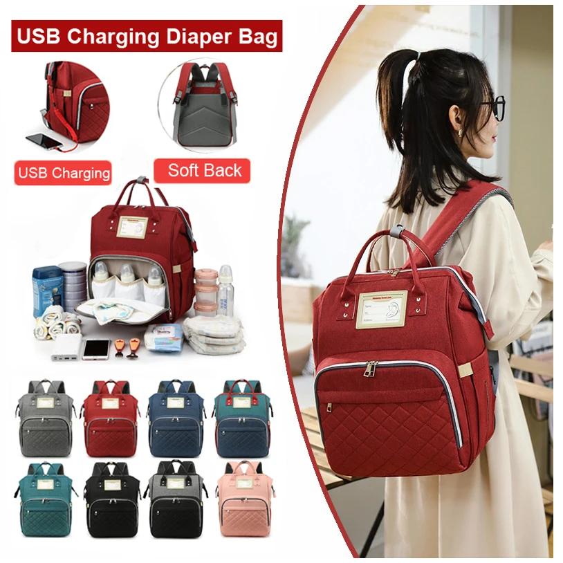

Custom Diaper Bag Backpack Mochila con bolsa de pana Nappy Bag Luiertas Large Capacity Mommy Baby Crib Diaper Bag Backpack, 8 colors,check below