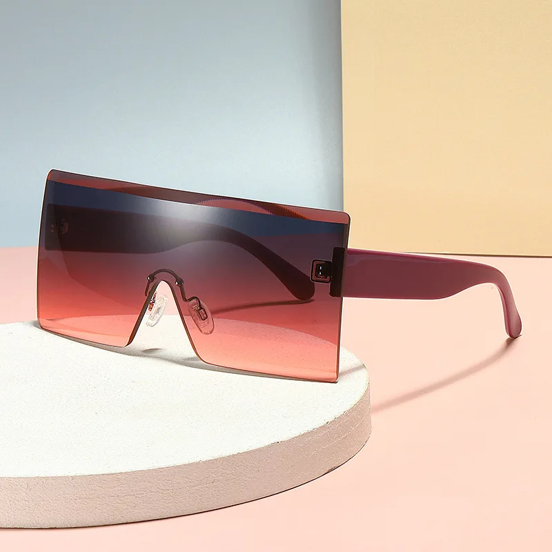 

20 Colors Brand Designer Eyewear 2021 Fashion Sun glasses Big Square Rimless Shades Oversized Sunglasses, Custom colors