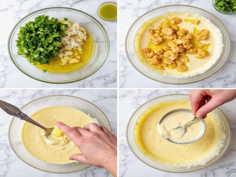 Step-by-step tartar sauce mixing in glass bowl