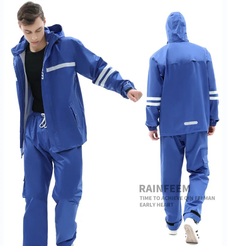 

Rainfreem wholesaler adults rain coat and pant waterproof raincoat rain suit/ rain coat with pant, Red/yellow/rose red/customized