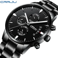

CRRJU 2222 New Arrival Men's Waterproof Sport WristWatch With Milan Strap Army Chronograph Quartz Heavy Watches Fashion Clock