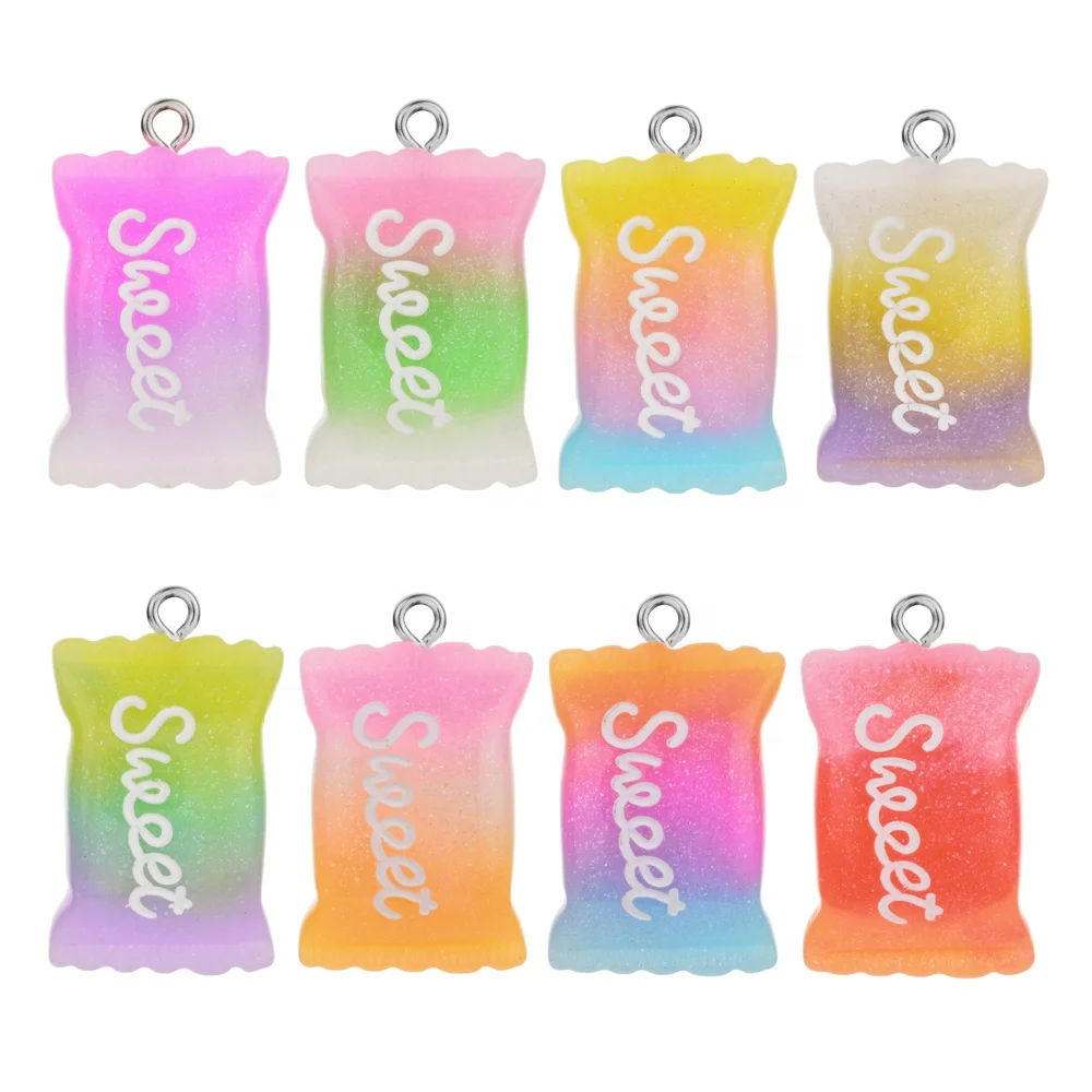 

Fashion Cute Candy Resin Charms DIY Pendant Charms gradient candy For Woman Girl Jewelry Necklace Earrings Decor Accessory, Picture
