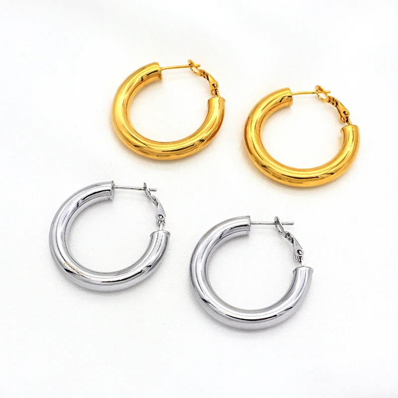 

WE006-A girl's earring big size steel earring 18K gold plated/rose gold plated stainless steel ring