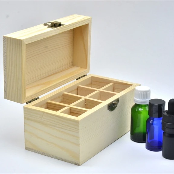 

Wholesale recyclable wooden essential oil storage box with 8 slots wood boxes in stock