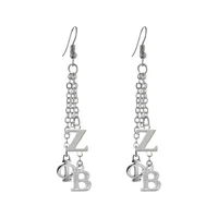

Silver plated alphabet pendant earrings greek letter zeta phi beta sorority tassels hook earring wholesale
