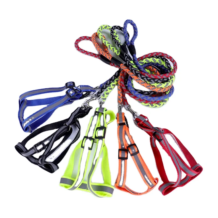 

Factory Supply Nylon Chest Strap Braided Reflective Dog Leash Pet Collars &amp Leashes, Picture
