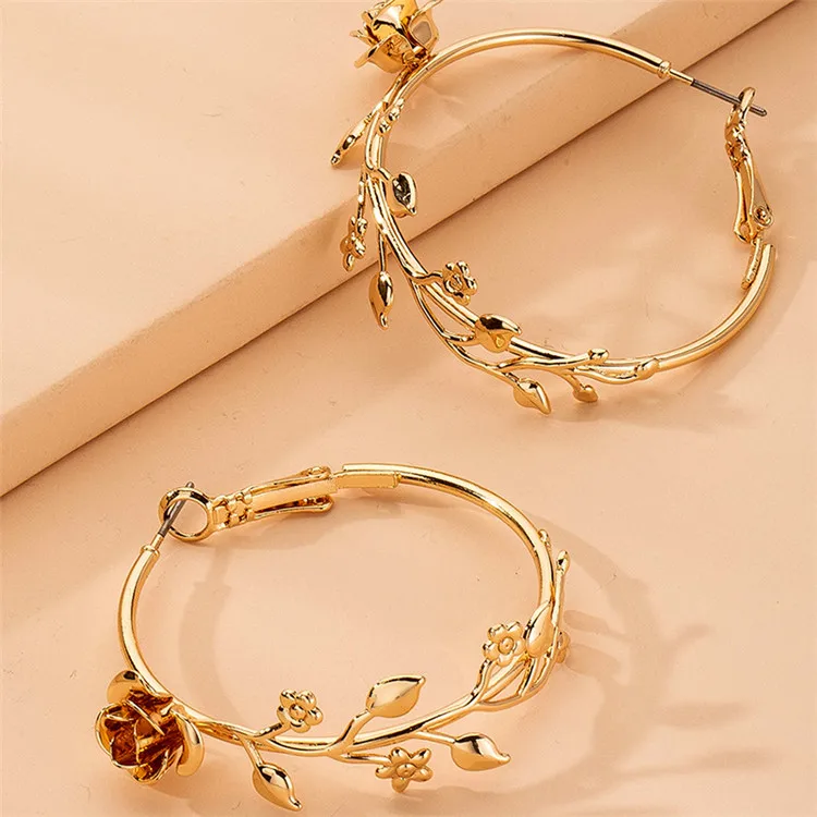 

European And American Cross-Border Jewelry 2020 New Fashion Personality Exaggerated Round Rose Earrings Big Earrings