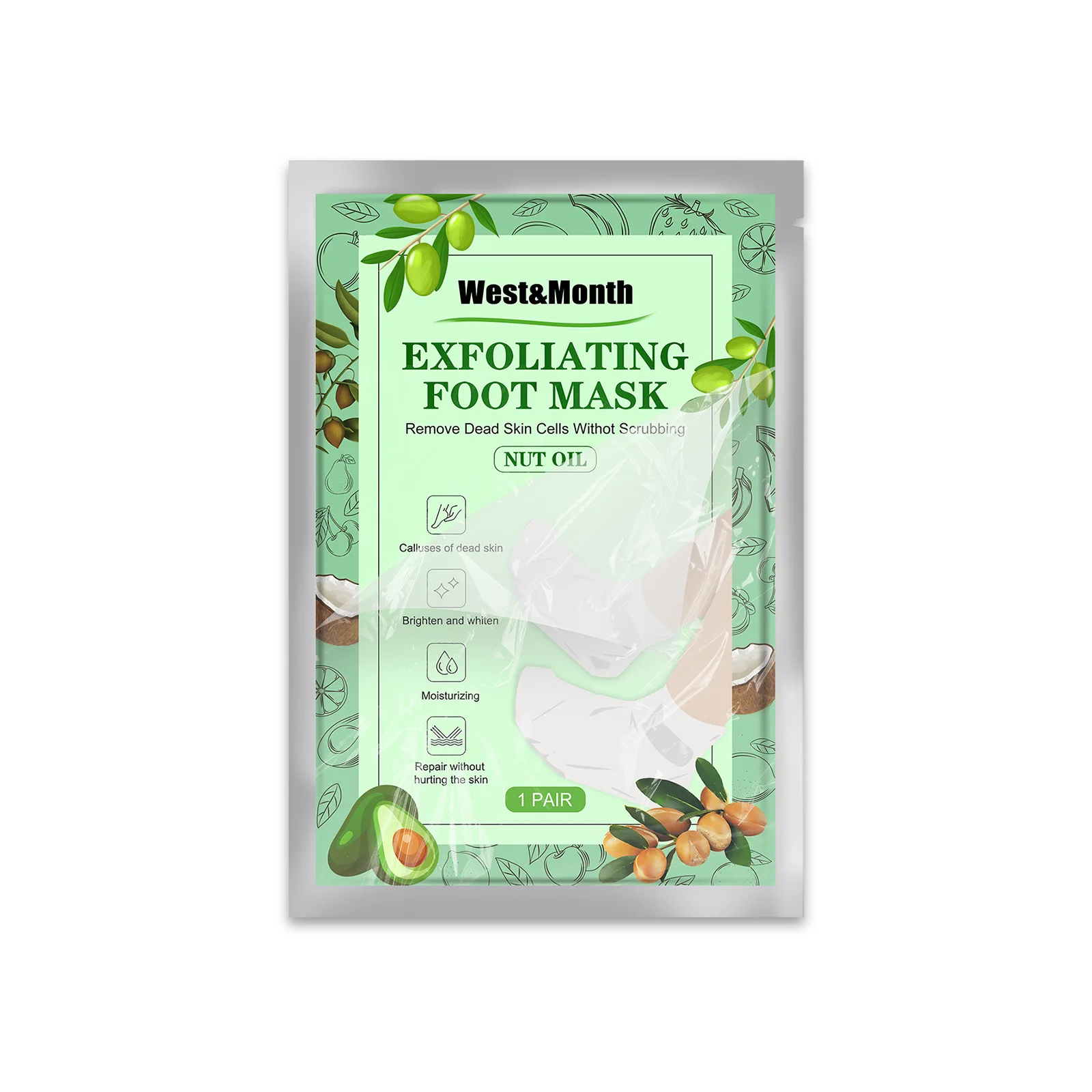 

West&Month Nut oil foot mask nicotinamide exfoliating dead skin moisturizing repair