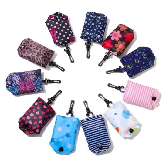 

Wholesale Fashion Eco-friendly Pouch Foldable Reusable Folding Polyester Shopping Bag, Customized color