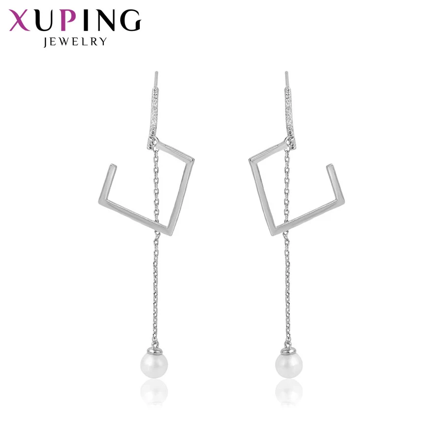 

94451 xuping jewelry fashion elegant simple platinum plated pearl earring for women