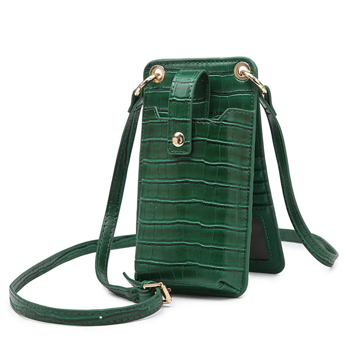 

Hot sales fashion crocodile pattern leather mini shoulder mobile phone case bag wallet phone bag