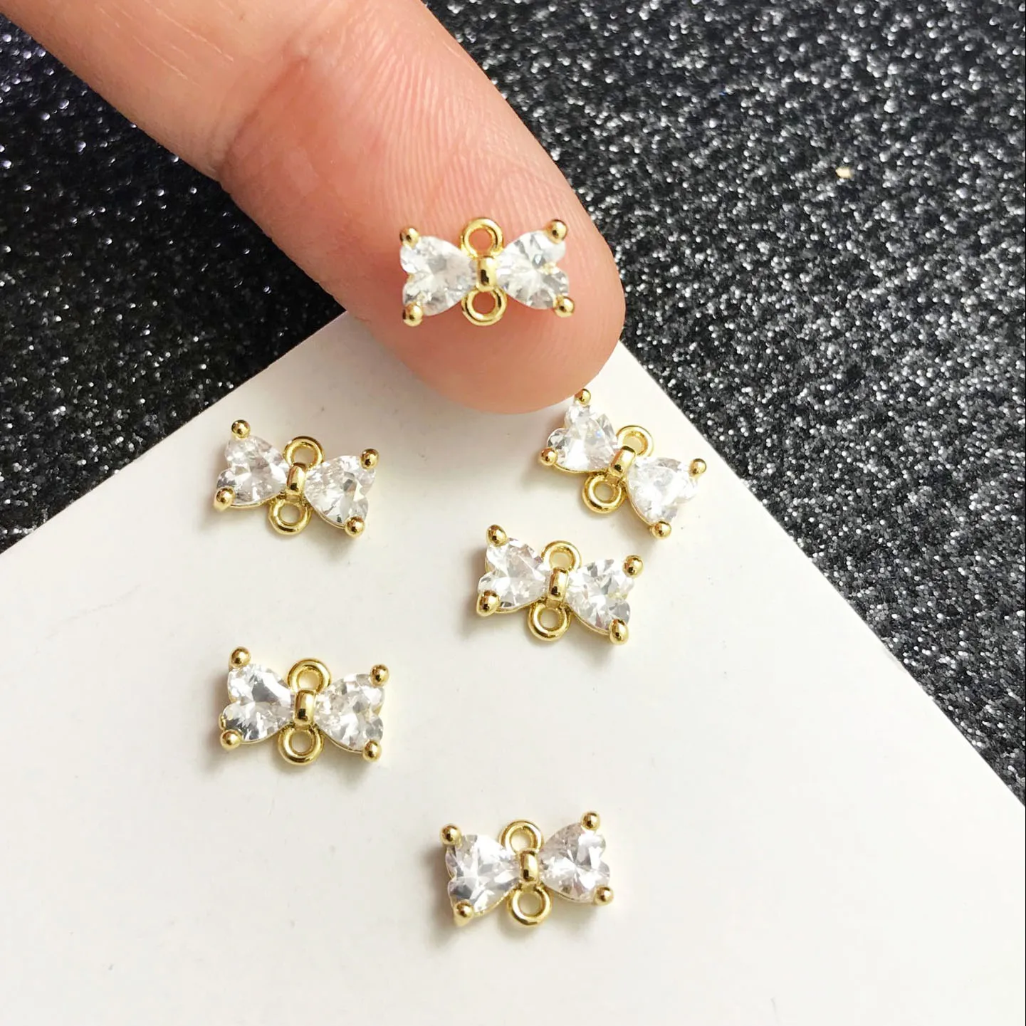 

CZ Micro Pave Bowknot Pendant/Charm,18K Gold Plated Bow Charm