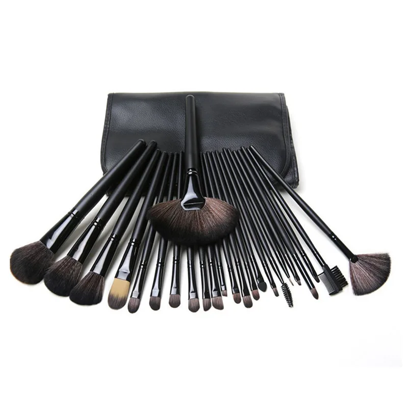 

Dropshipping Wholesale-Makeup-Brushes 1 Set 24 Pcs Professional Face Make Up Brush Set Vendor Maquiagem Pincel With Pu Bag, Black, pink, wood