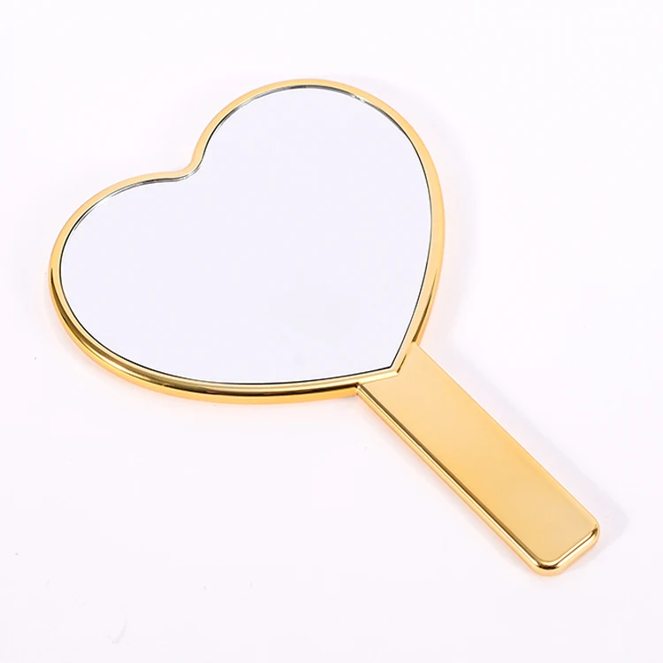 

Cheap Single Hand Makeup Heart Shape Handheld Makeup Mirror