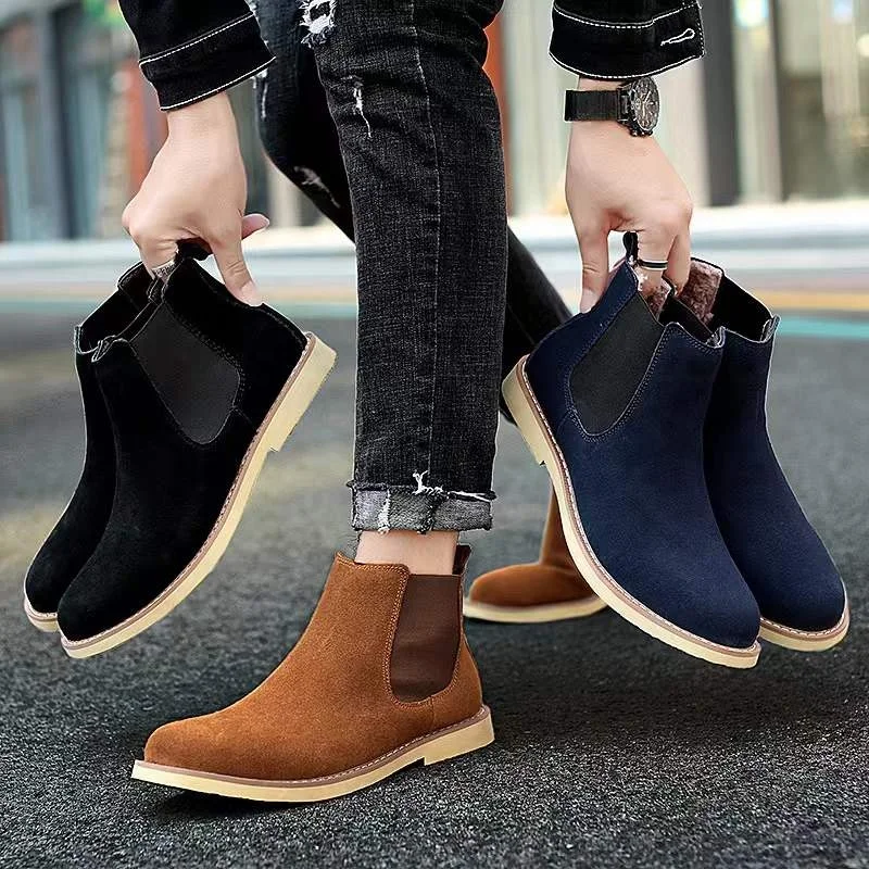 

Men's plus size men's boots mid-cut Martin boots Warm men's shoes Chelsea, Picture