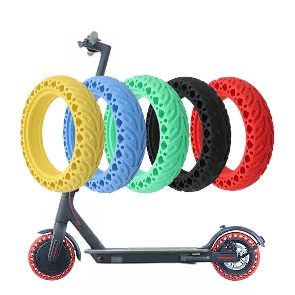 

New Honeycomb Solid Tire Universal M365 Electric Scooter 8.5 Inch Wear-resistant Shock Absorbing Tire, Black red blue yellow green