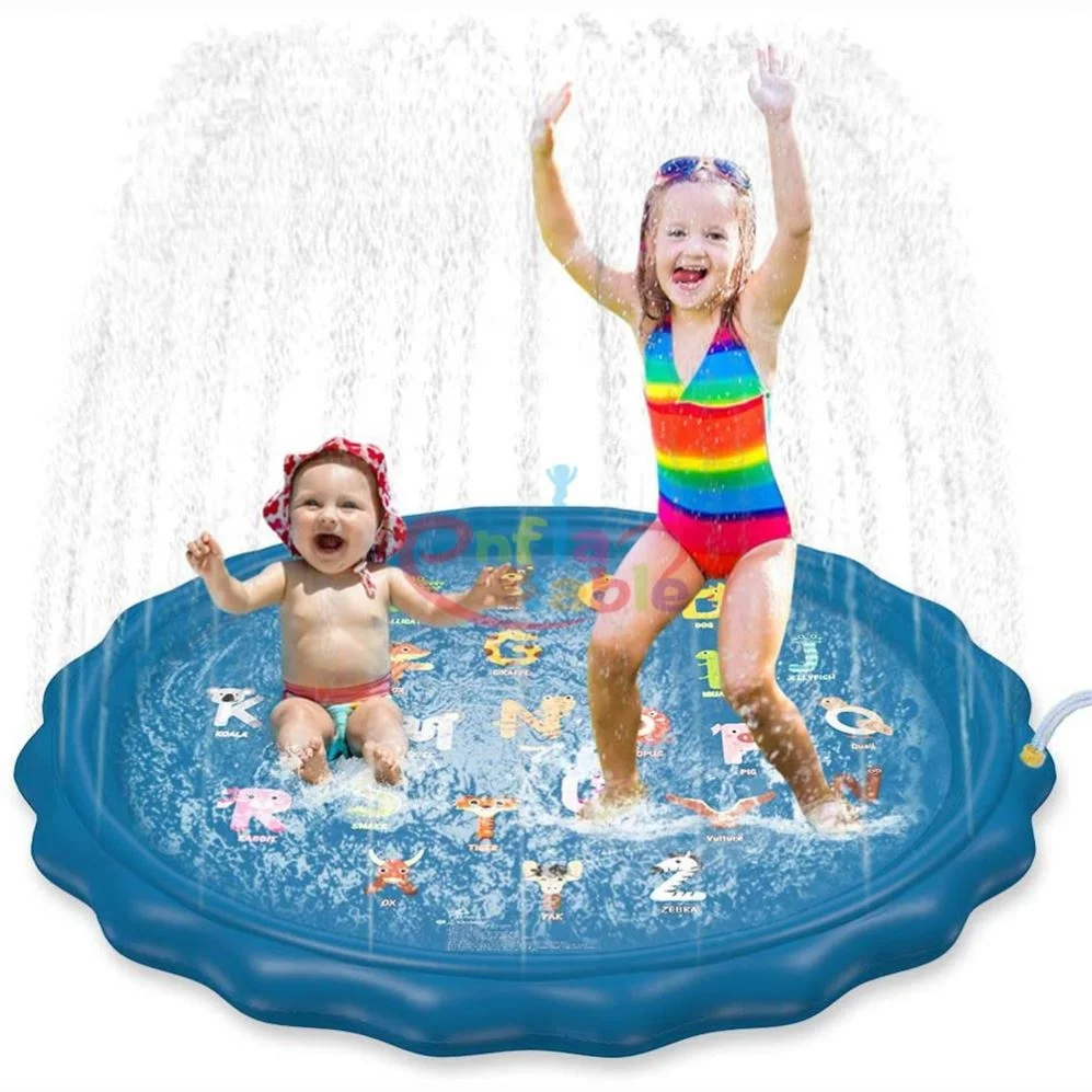 

67" Summer Children Kids Baby Swimming Wading Pool Play Inflatable Water Spray Mat Splash Pad Sprinkler For Kids, Blue or customized