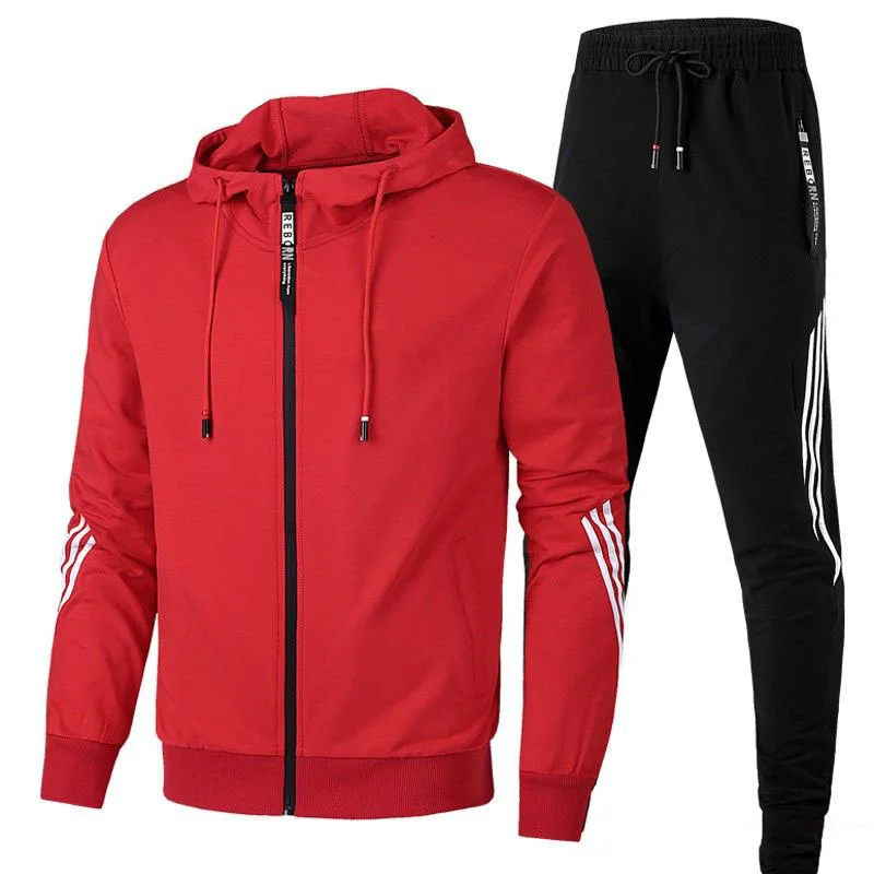 

Custom Men Stripes Training Set Zipper Jacket Gym Blank Breathable Sweatsuit Jogging Sportswear Men Tracksuits For Men