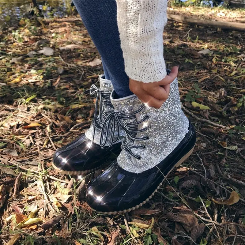 Qt-002 2019 Última Moda Lentejuelas Botas Martin Botas Con Lentejuelas  Decoradas Impermeable De Piel Caliente Dentro De Media Botas De Nieve Para  Mujer - Buy Botas Mujeres Botas De Nieve Product on