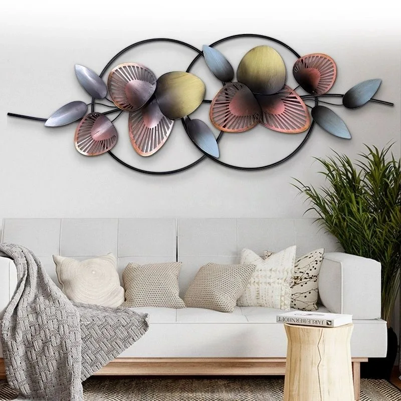 117*42cm New Modern Luxury Home Decor 3D Gold Flower Metal Art Wall Hanging for Living Room Background on Sale Dropshipping