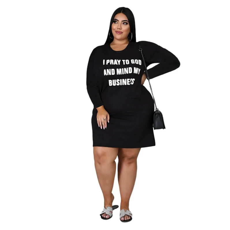

ANL3002 New women's street fashion loose letter dress, Accept customization