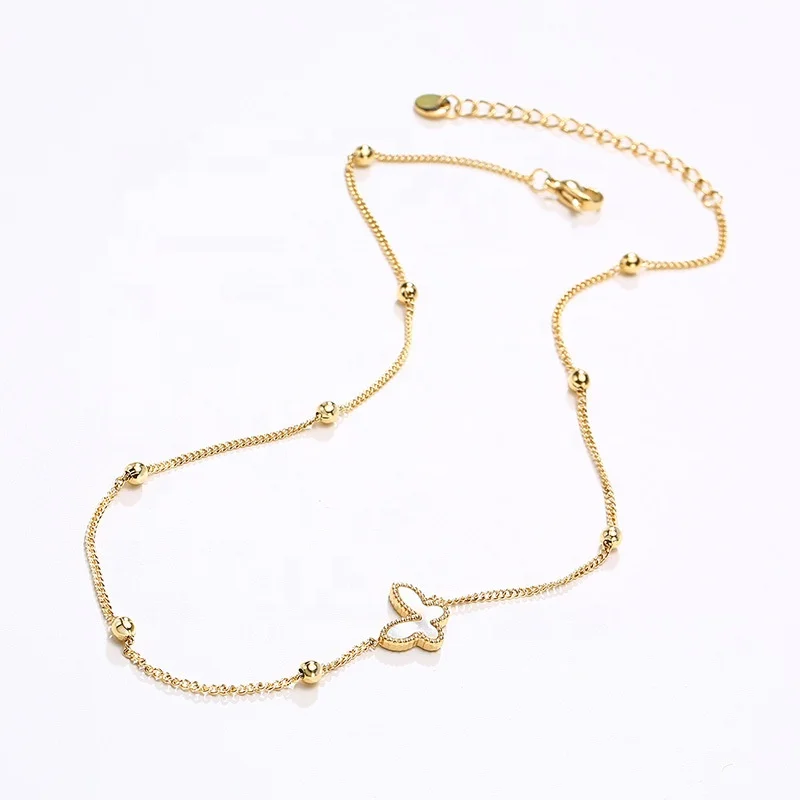

Luxury Fancy Korea Style Stainless Steel Necklace Butterfly Charms Pendant Statement Link Chain Titanium Jewelry Wholesale Gift