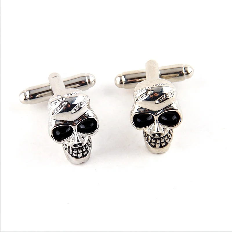 

Wholesale Metal Tie Clips Hot Cold Men cuff links playing card Alloy Epoxy Skull Cufflinks