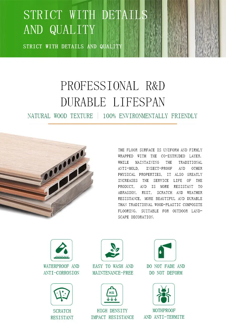 Cheap composite deck boards laminated wooden flooring waterproof wpc garden decking flooring