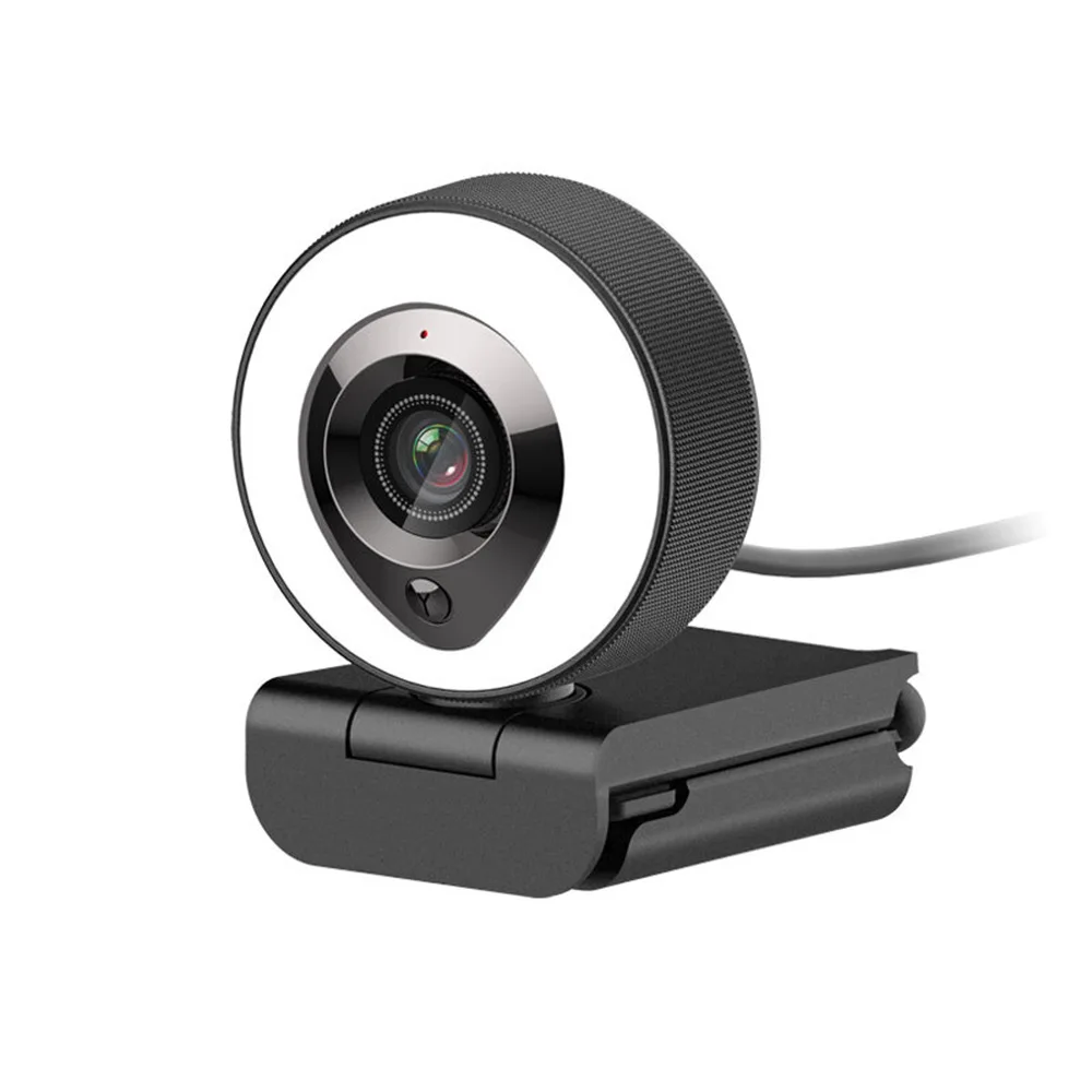 

2020 5MP Noise Reduction Microphone Ring Light Webcam USB 360 Degree Swivel Live Stream 1080P Webcam With Light