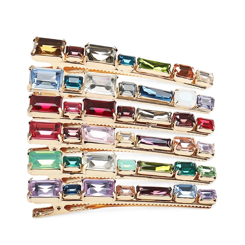 

Women Alloy Crystal Duckbill Hair Clip Fashion Crystal Alligator Clip Colorful Crystal Girls Hair Clips