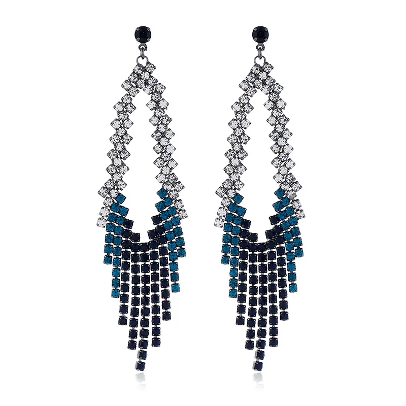 

Fashion Rhinestone Tassel Earrings Silver Plated Bridal Crystal Earrings