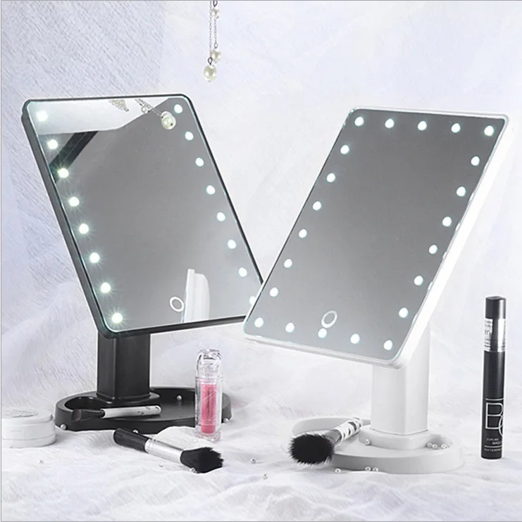 

Makeup Mirrors 16/22 LED USB Power Portable Plastic Framed Mirrors Folding Table Lighted Makeup Mirror With Magnifier, 3 colors