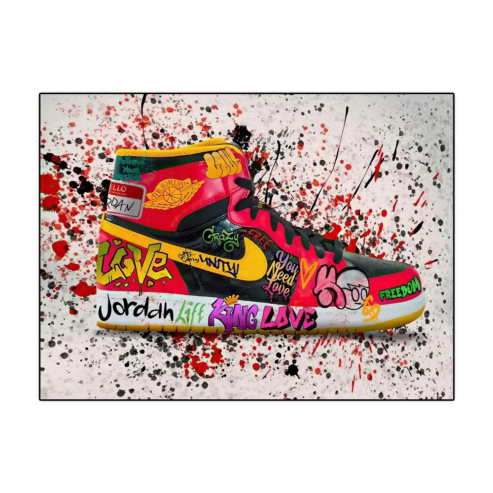 Fashion Home Paintings Splash Ink Cool Sneakers Scrawl Decorative Art Wall Canvas Painting