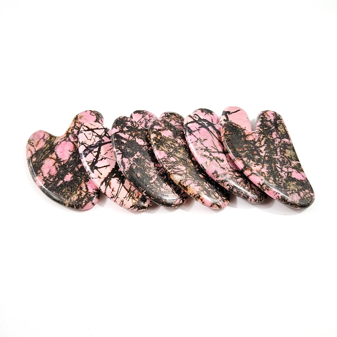 

Good Supply rhodonite Jasper guasha board for body massage heart guastone