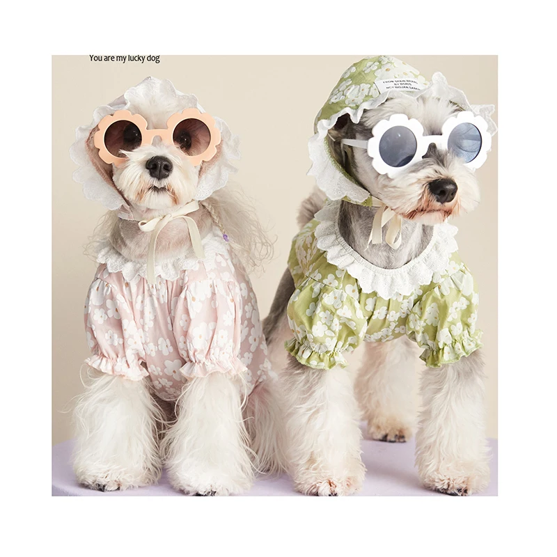

2021 hot sale spring and summer pet clothes lace flower dog clothes cat pet shirt