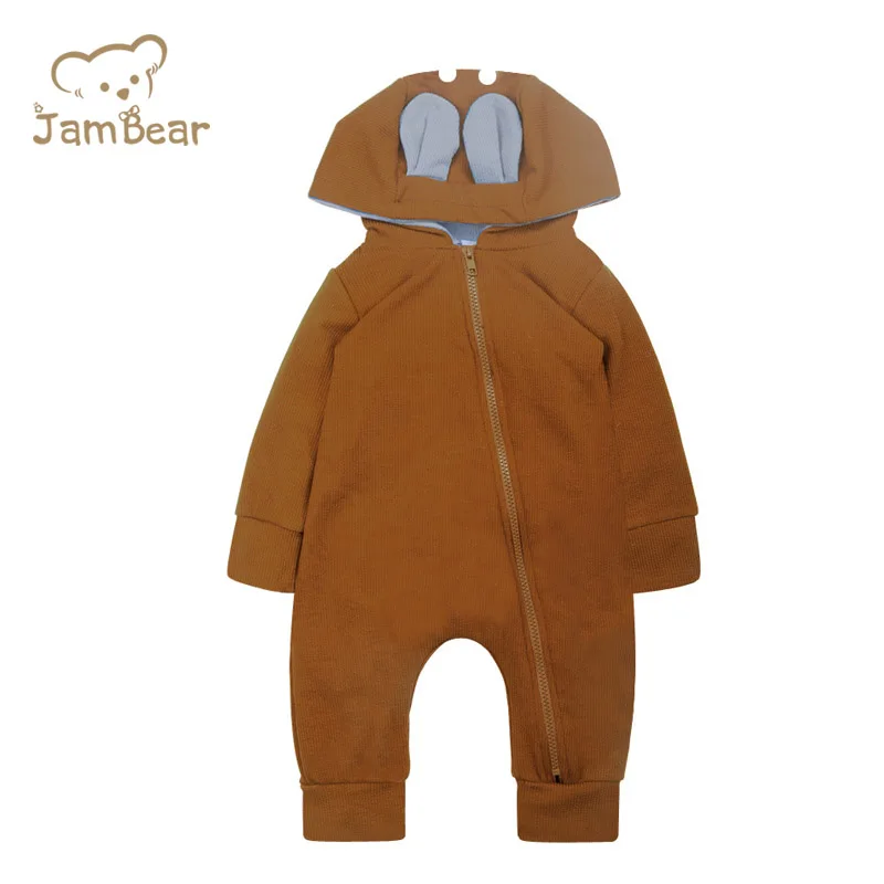 
JamBear 100% Organic cotton pink infants rompers newborn clothing baby romper Cartoon Sika deer modelling 