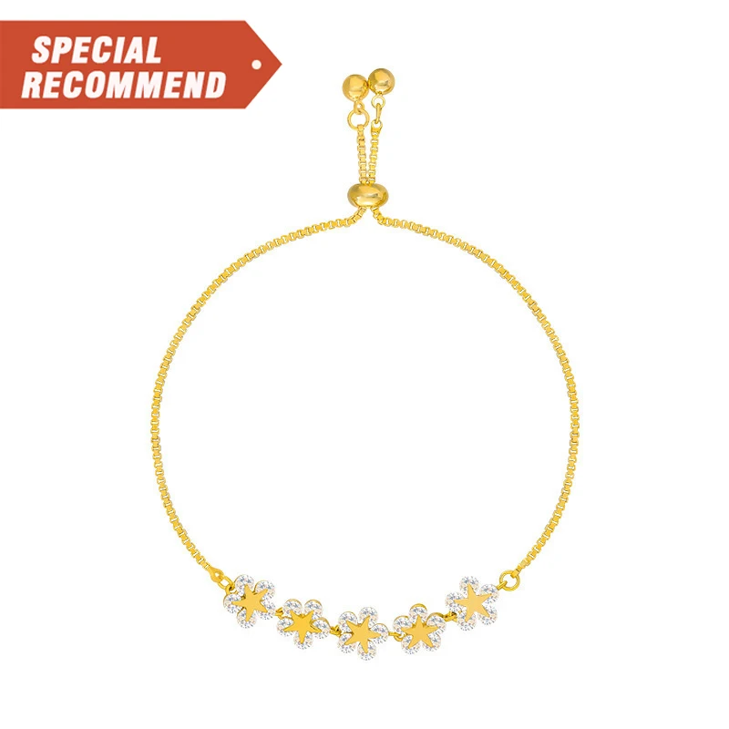 

2021 Korean New Fashion Jewelry High-end Luxury Flower Zircon Adjustable Female Prom Party Hand catenary, Rose gold