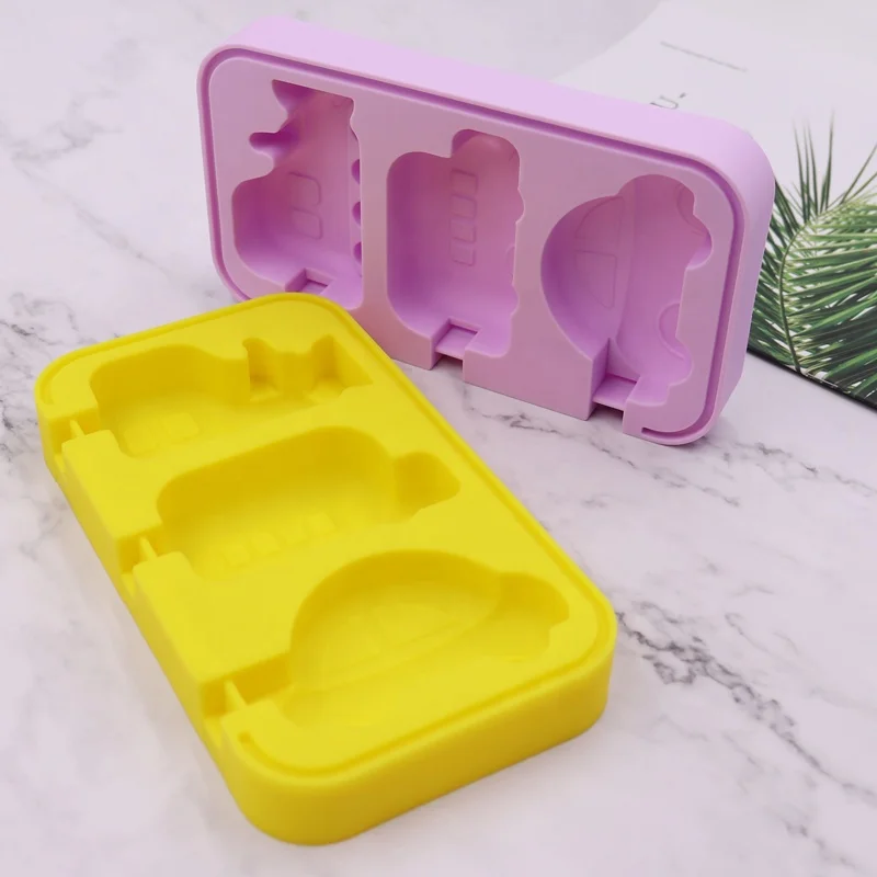 

2020 New Design Silicone Ice Cream Mold Popsicle Mold BPA Free Popsicle Mold Reusable Easy Release Ice Pop Maker, Yellow,green,rose red,purple