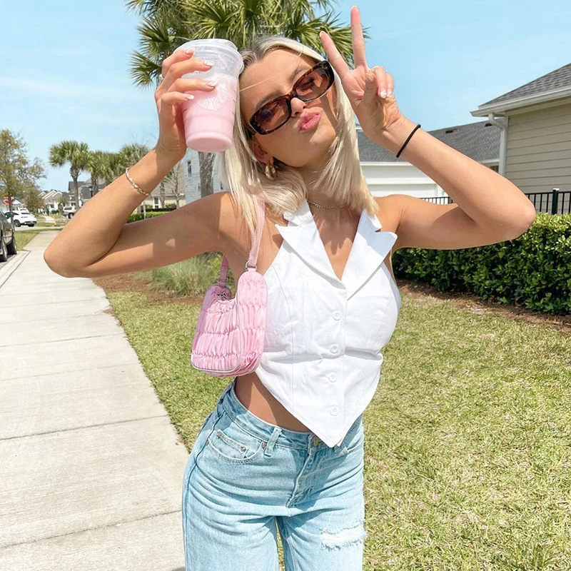 

Bomblook Q21TP244 Sexy Backless Tube Top Women Sleeveless Solid Color Halter Crop Top Women Casual Streetwear T-shirt