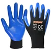 cheap hot sell chemical resistant 13gauge black nylon shell liner with nitrile coated safety work gloves green cuff