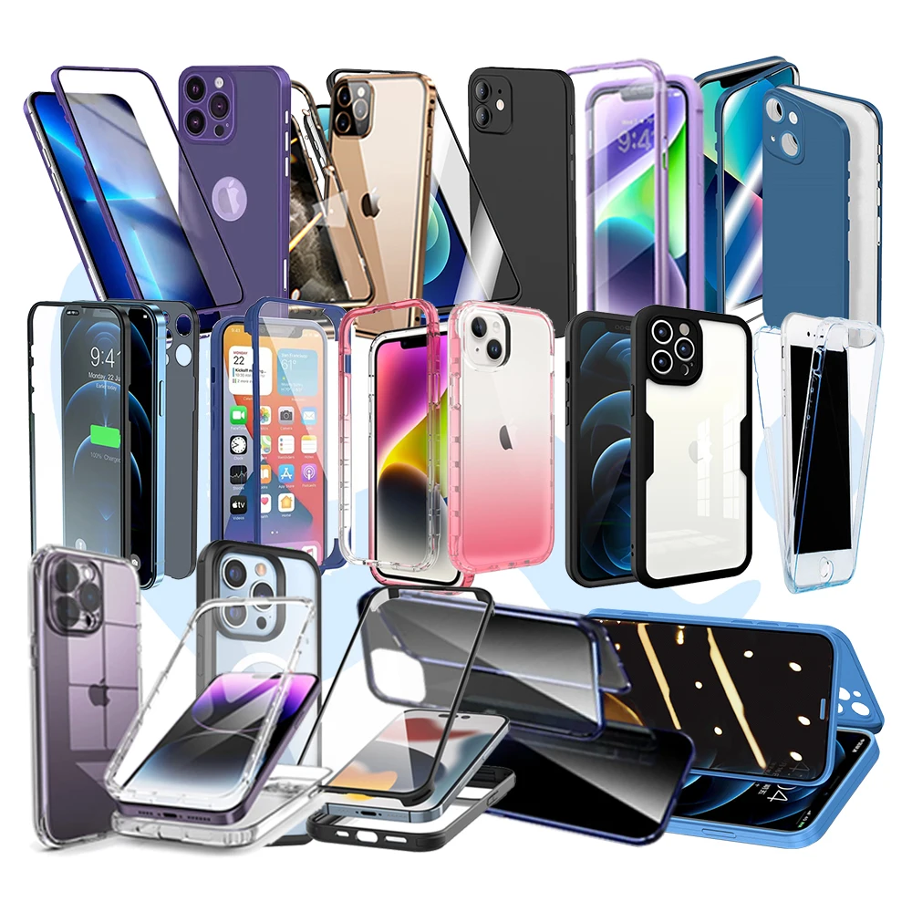 

Dropshipping Mixed Batch Bulk Wholesale Full Protection 360 Privacy Screen Phone Case For iPhone i 15 14 13 12 11 pro max plus