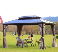 

outdoor gazebos high quality Garden morden party double polycarbonate roof gazebo 3*4m luxury aluminium hardtop