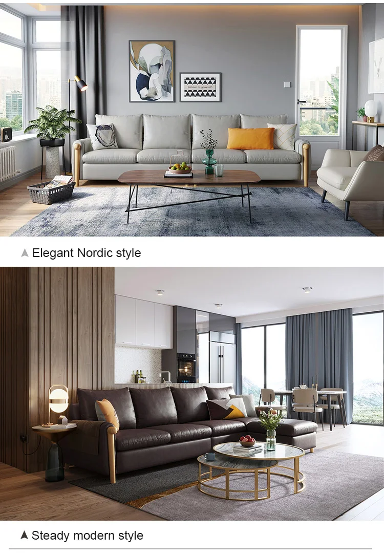 Italian Furniture Modern Living Room Home Interior Corner Leather Sofa