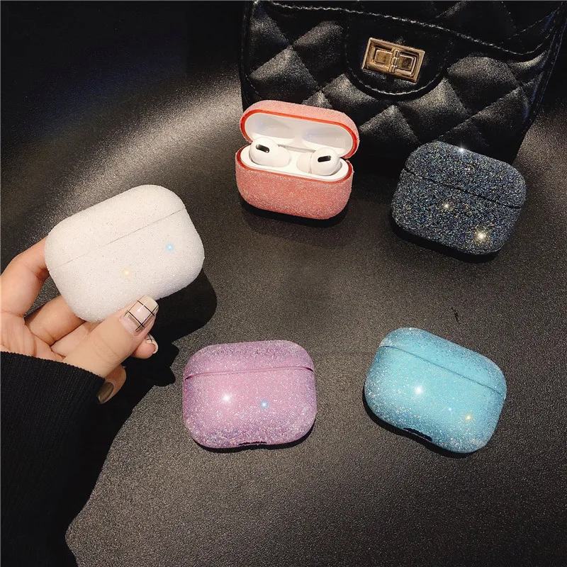
Hot Luxury resin gel Diamond neon AirPods case for Women Bling Crystal Anti-lost Cover for Airpods 1 2 3 Wireless Charging Cases 