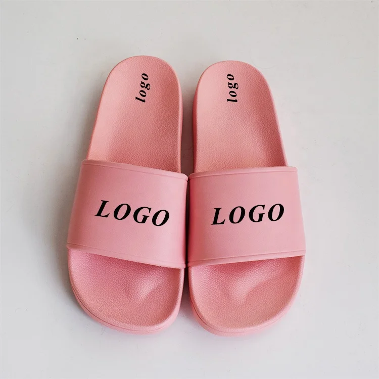 

Unisex PVC Slide blank plain bathroom skid-proof men women slipper customize 3D rubber embossed logo sandal for bulk wholesale